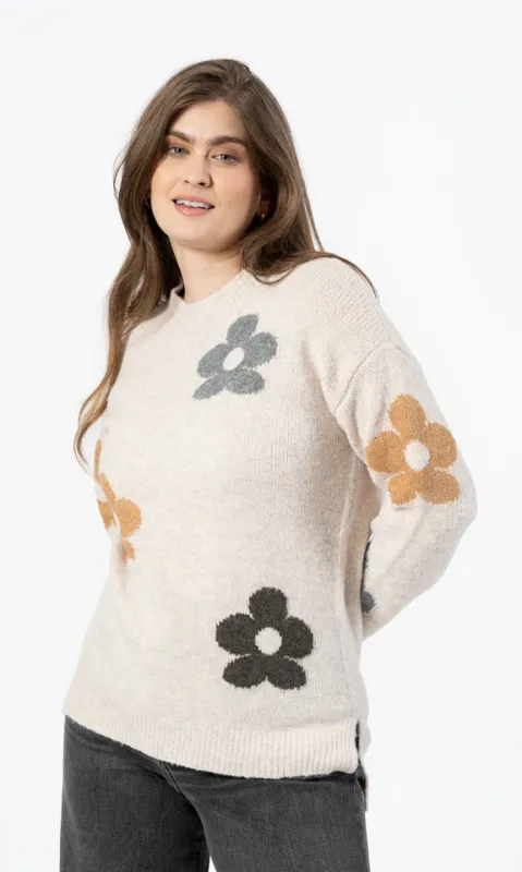 Soft Knit Flower Sweater sold by Revolution Boutique
