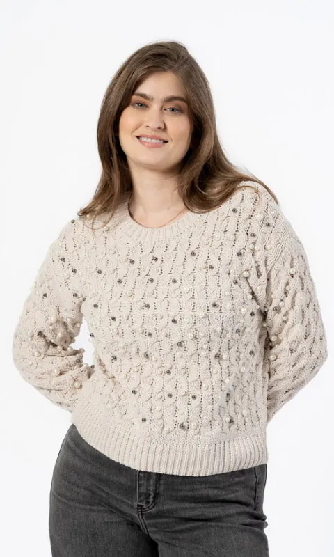 Pearl Detail Cable Knit Sweater sold by Revolution Boutique