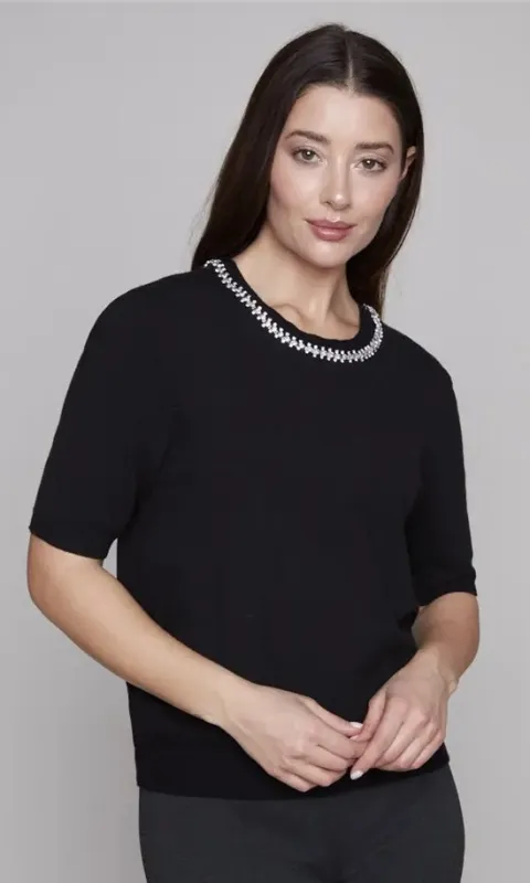 Embellished Collar Knit Top sold by Revolution Boutique