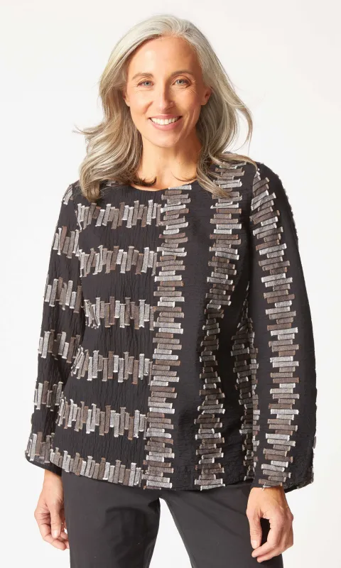 Button-Back Metallic Detail Top sold by Revolution Boutique