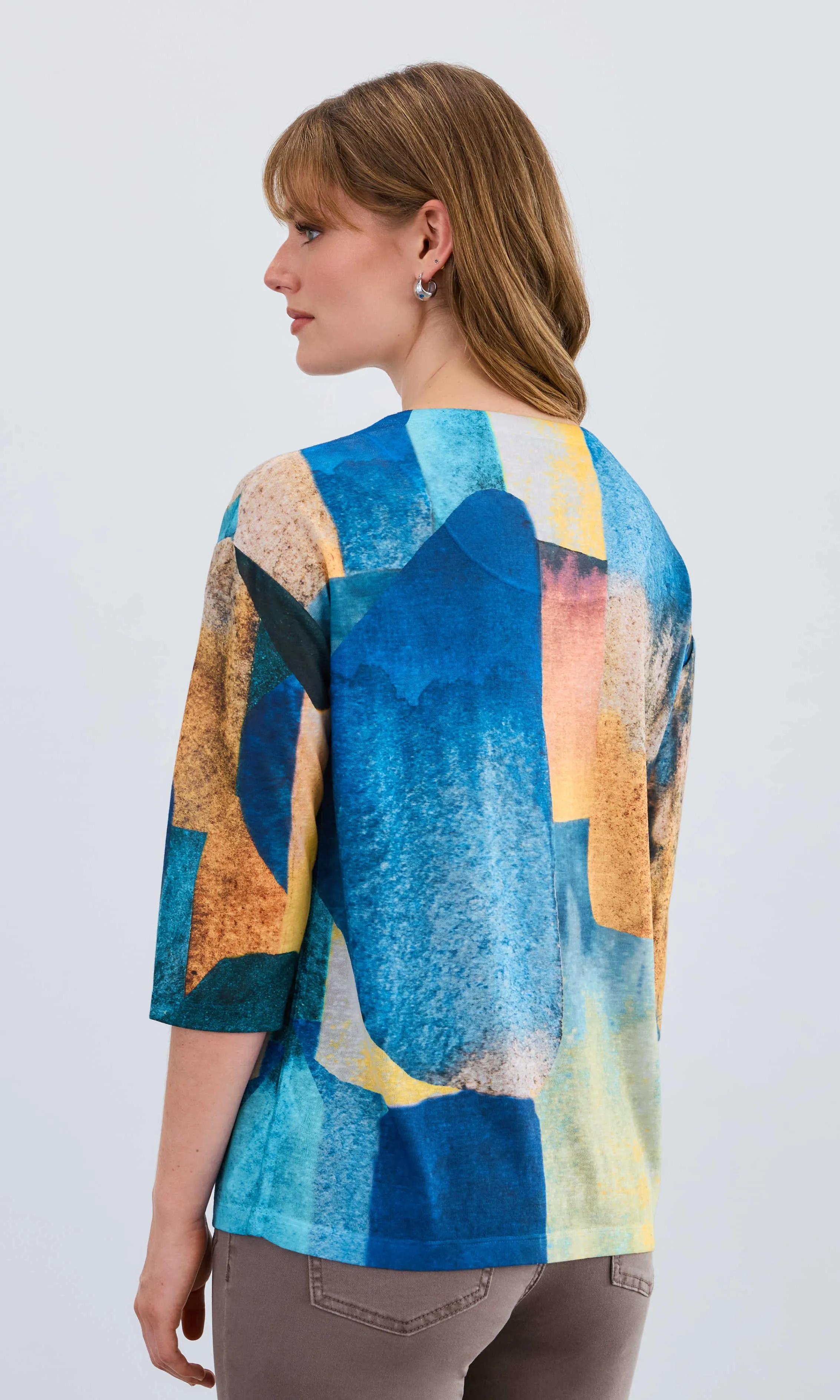 Notch Collar Watercolor Top sold by Revolution Boutique product image thumbnail 2