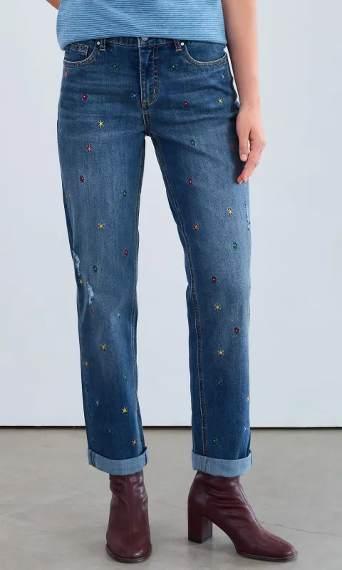 Rhinestone Star Cuffed Hem Jeans sold by Revolution Boutique