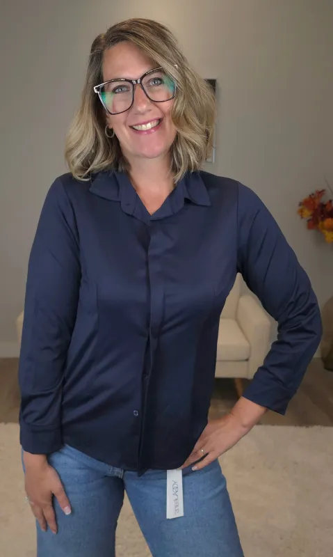 Silky Knit Button Down Blouse sold by Revolution Boutique