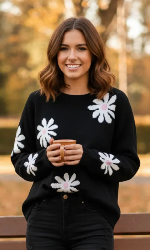 Ribbed Hem Daisy Sweater sold by Revolution Boutique