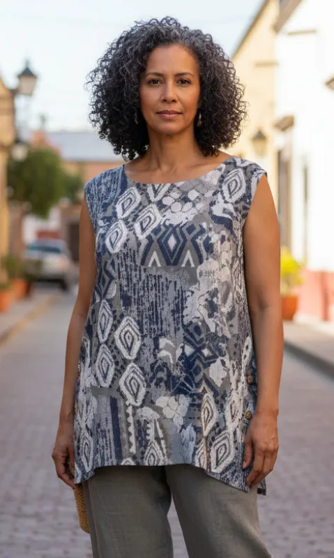 Sleeveless Linen A-Line Top sold by Revolution Boutique