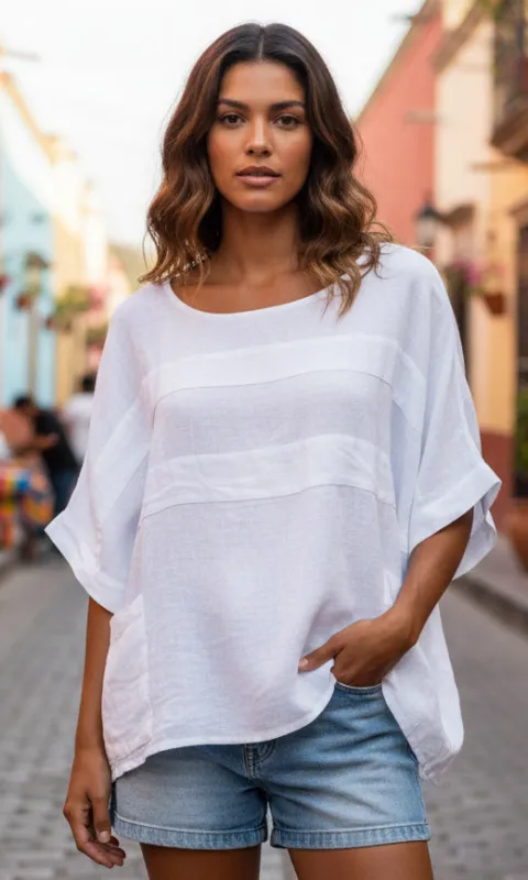 Relaxed Vibe Linen Top sold by Revolution Boutique