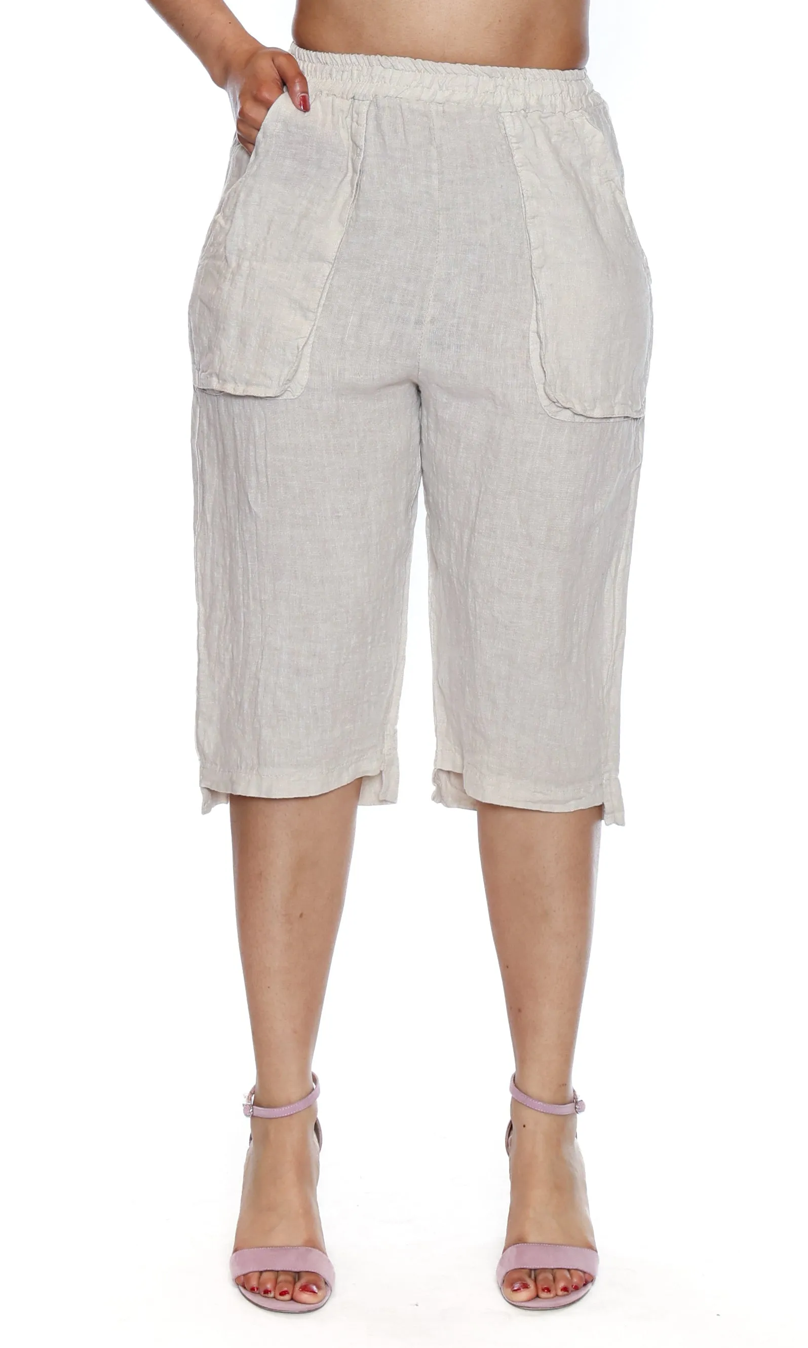 Linen Bermuda Style Short sold by Revolution Boutique