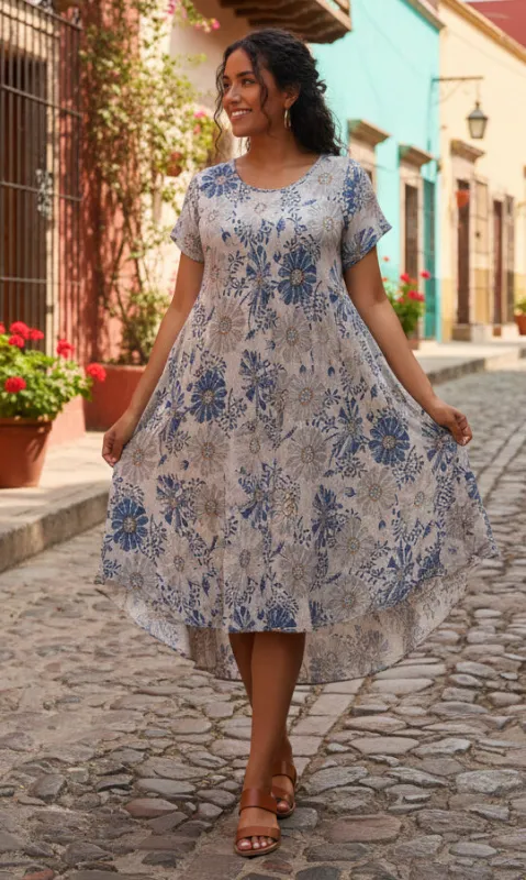 Floral Linen Short Sleeve Dress sold by Revolution Boutique