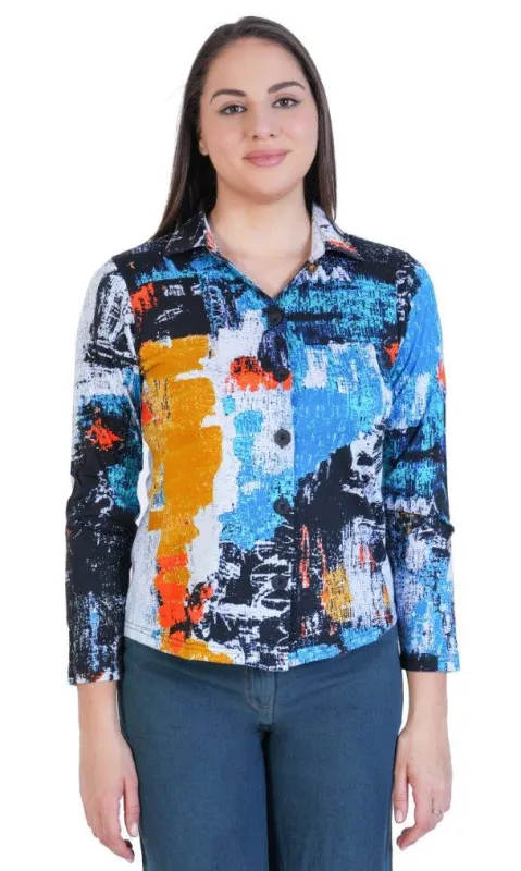 Button-Front Print Top sold by Revolution Boutique