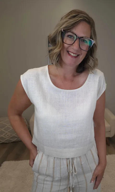 Cap Sleeve Linen Top sold by Revolution Boutique