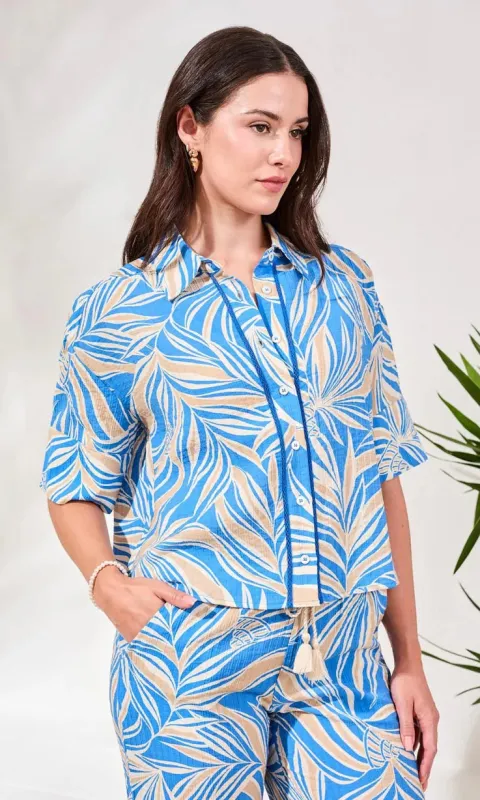 Crinkle Fabric Camp Shirt sold by Revolution Boutique