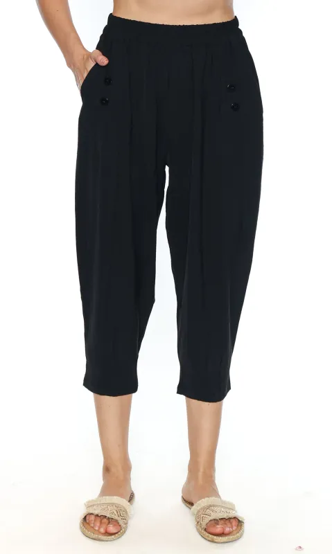 Pull On Button Detail Capri sold by Revolution Boutique