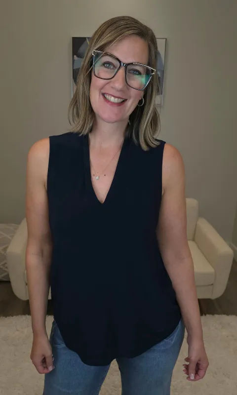 Sleeveless Drape V-Neck Top sold by Revolution Boutique