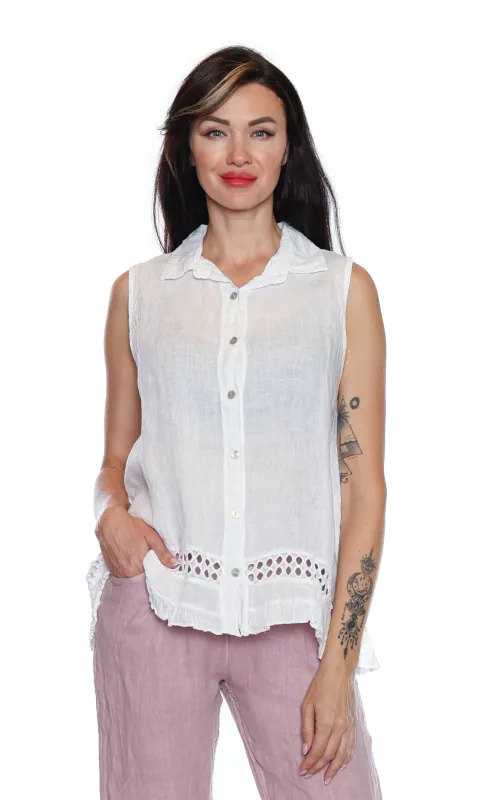 Eyelet Detail Linen Blouse sold by Revolution Boutique