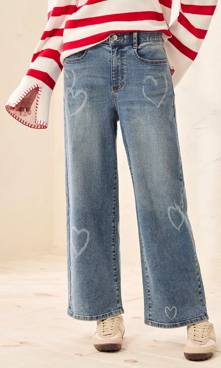 Heart Detail Wide Leg Denim sold by Revolution Boutique