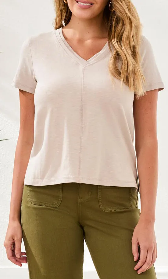 V-Neck Short Sleeve Top With Center Seam sold by Revolution Boutique