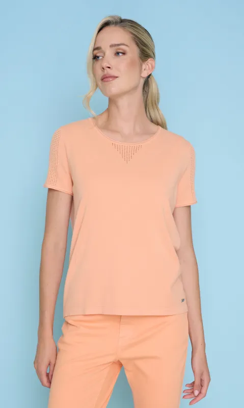 Pointelle Detail Short Sleeve Knit Top made by Revolution Boutique