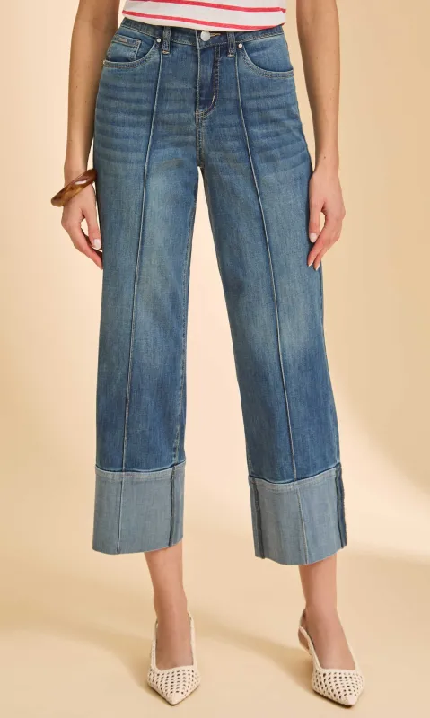 Olivia Cuffed Cropped Straight-Leg Denim made by Revolution Boutique