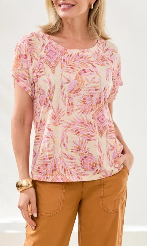 Abstract Print Short Sleeve Blouse made by Tribal