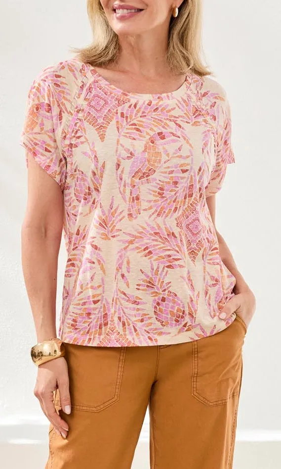 Abstract Print Short Sleeve Blouse sold by Revolution Boutique
