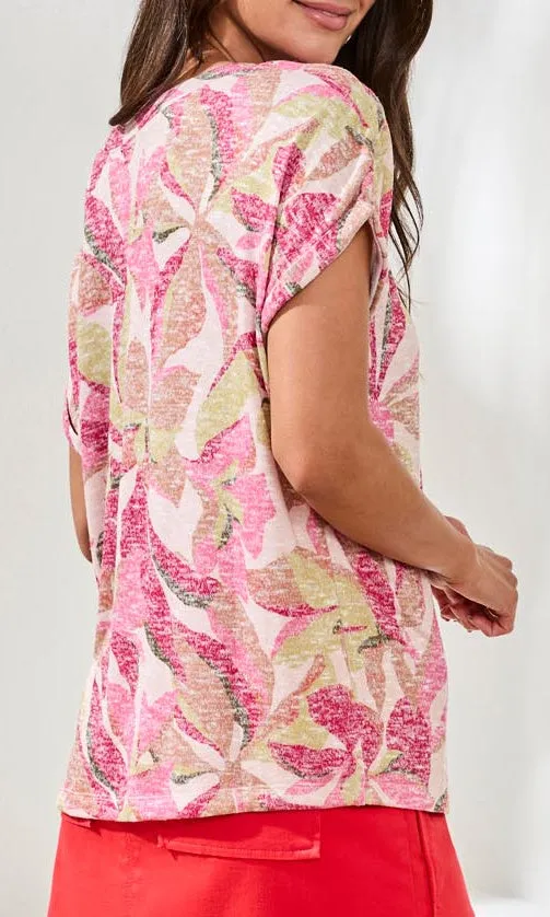 Abstract Floral V-Neck Short Sleeve Top sold by Revolution Boutique product image thumbnail 2