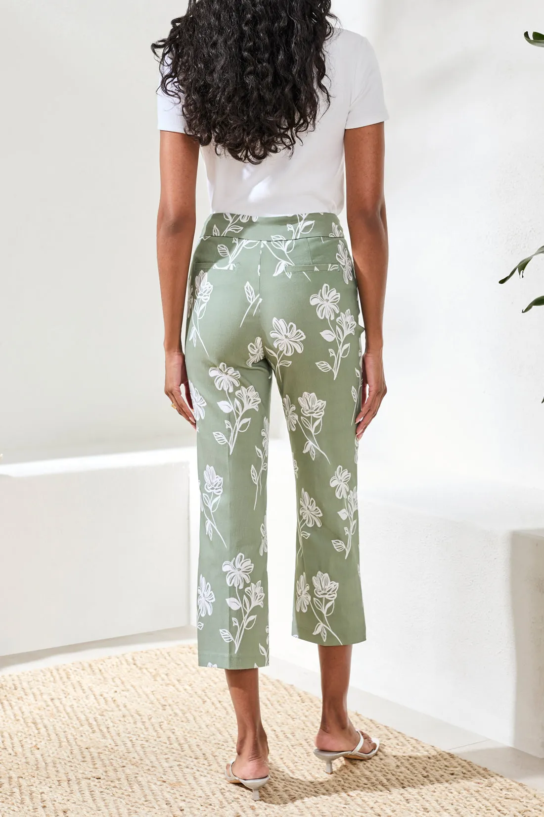 Floral Print Cropped Pull-On Ankle Pant sold by Revolution Boutique product image thumbnail 2