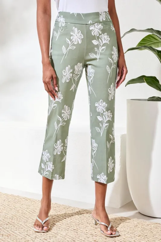 Floral Print Cropped Pull-On Ankle Pant sold by Revolution Boutique