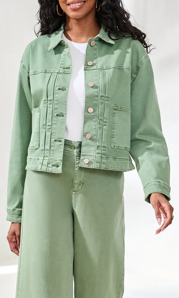 Cropped Patch Pocket Denim Jacket sold by Revolution Boutique