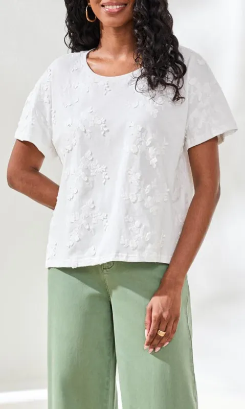 Textured Floral Short Sleeve Top made by Tribal