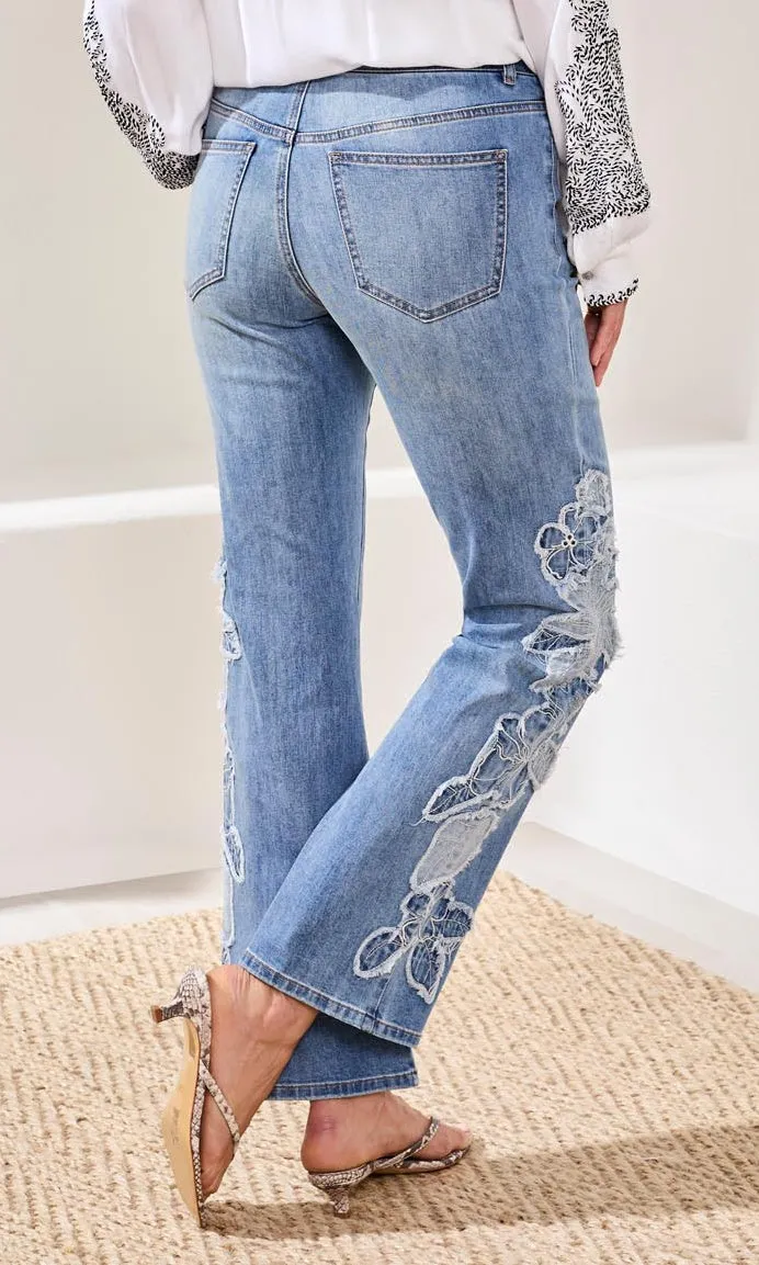 Floral Fray Wide Leg Jean sold by Revolution Boutique product image thumbnail 2