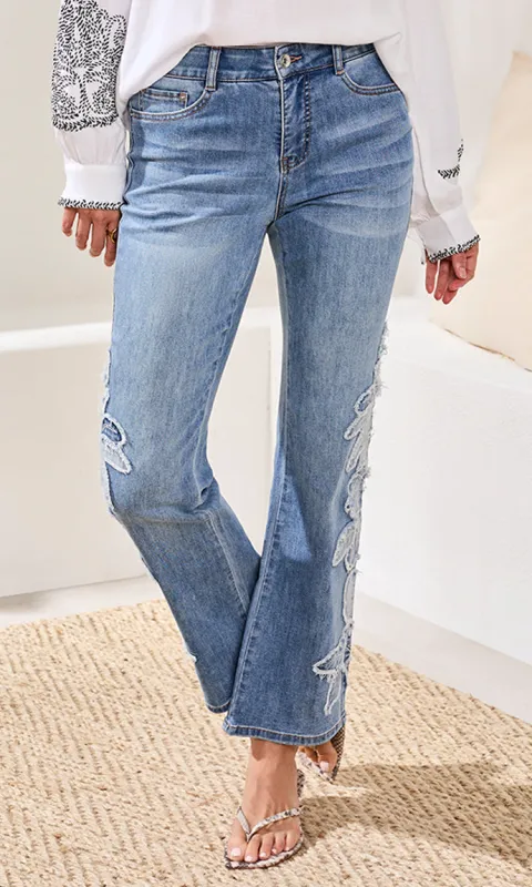 Floral Fray Wide Leg Jean made by Tribal