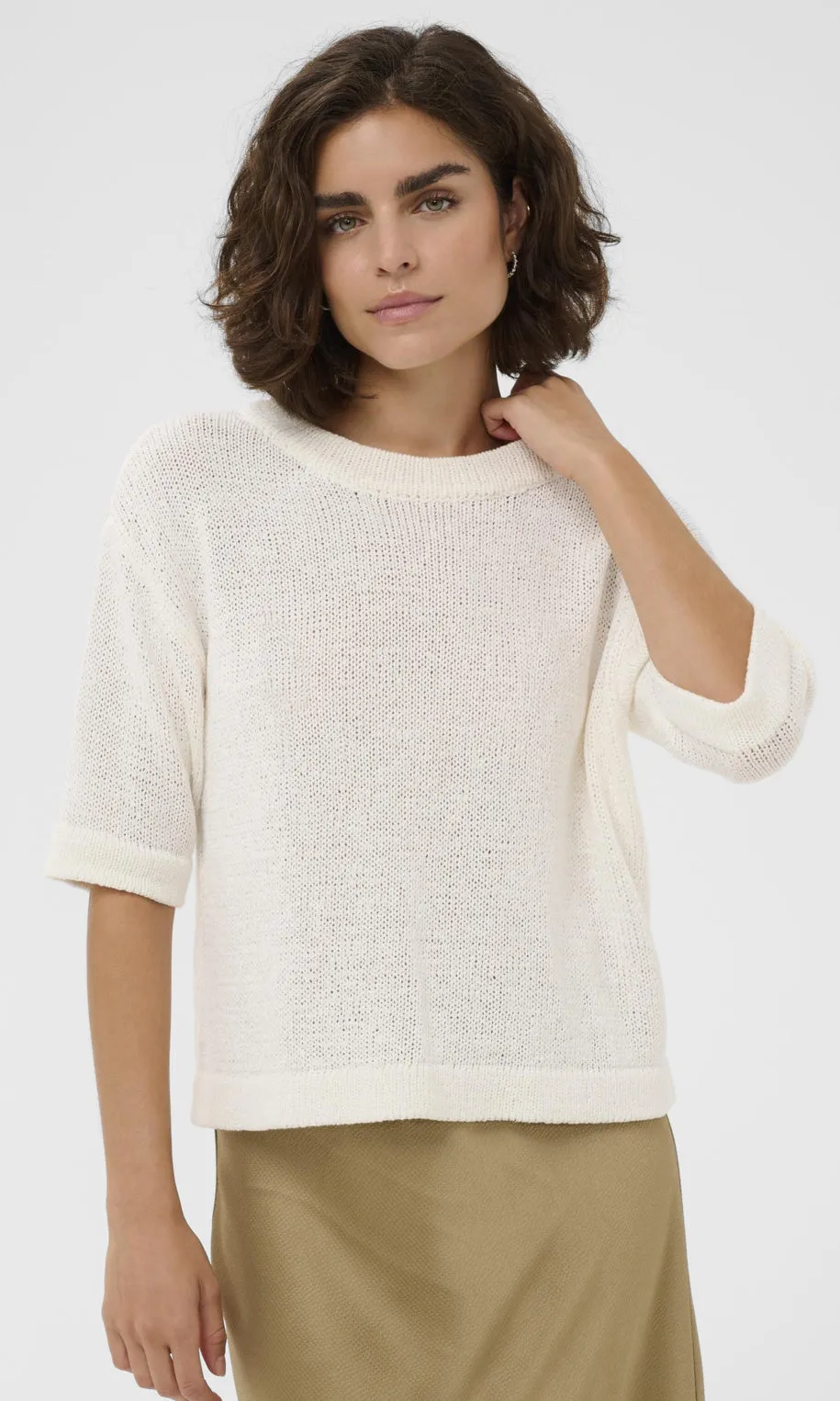 Textured Cotton Blend Short Sleeve Knit Sweater sold by Revolution Boutique
