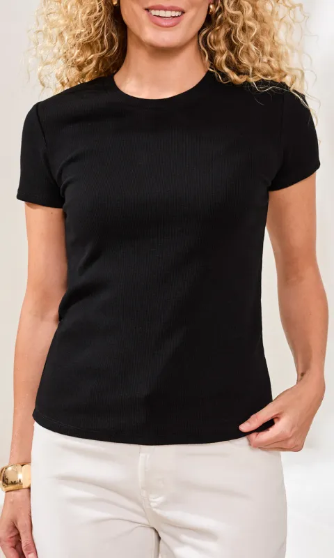 Essential Ribbed Stretch Tee made by Tribal