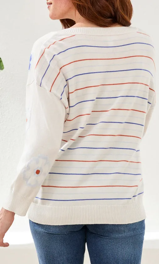 Floral Intarsia V-Neck Knit Sweater sold by Revolution Boutique product image thumbnail 3