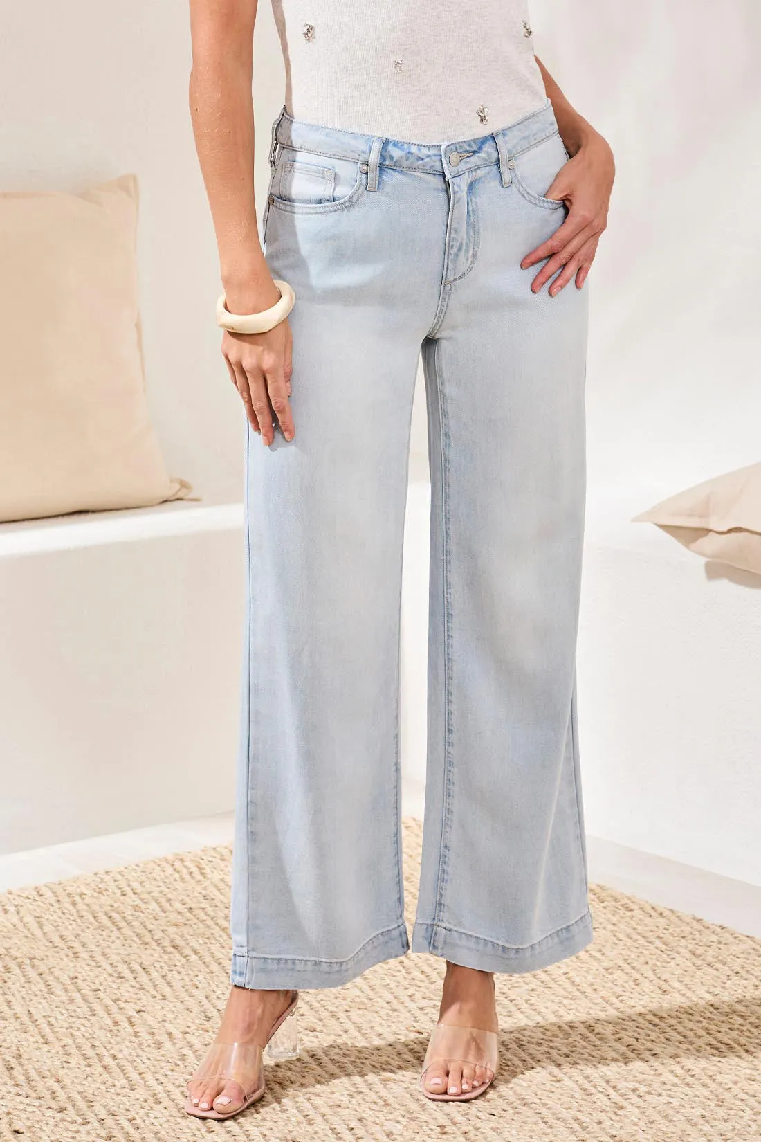 Light Wash Wide Leg Lyocell Pants sold by Revolution Boutique