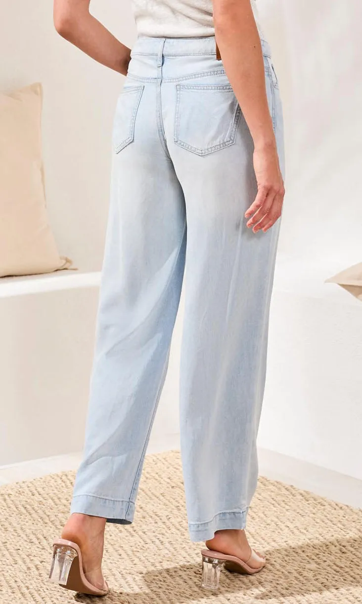 Light Wash Wide Leg Lyocell Pants sold by Revolution Boutique product image thumbnail 2