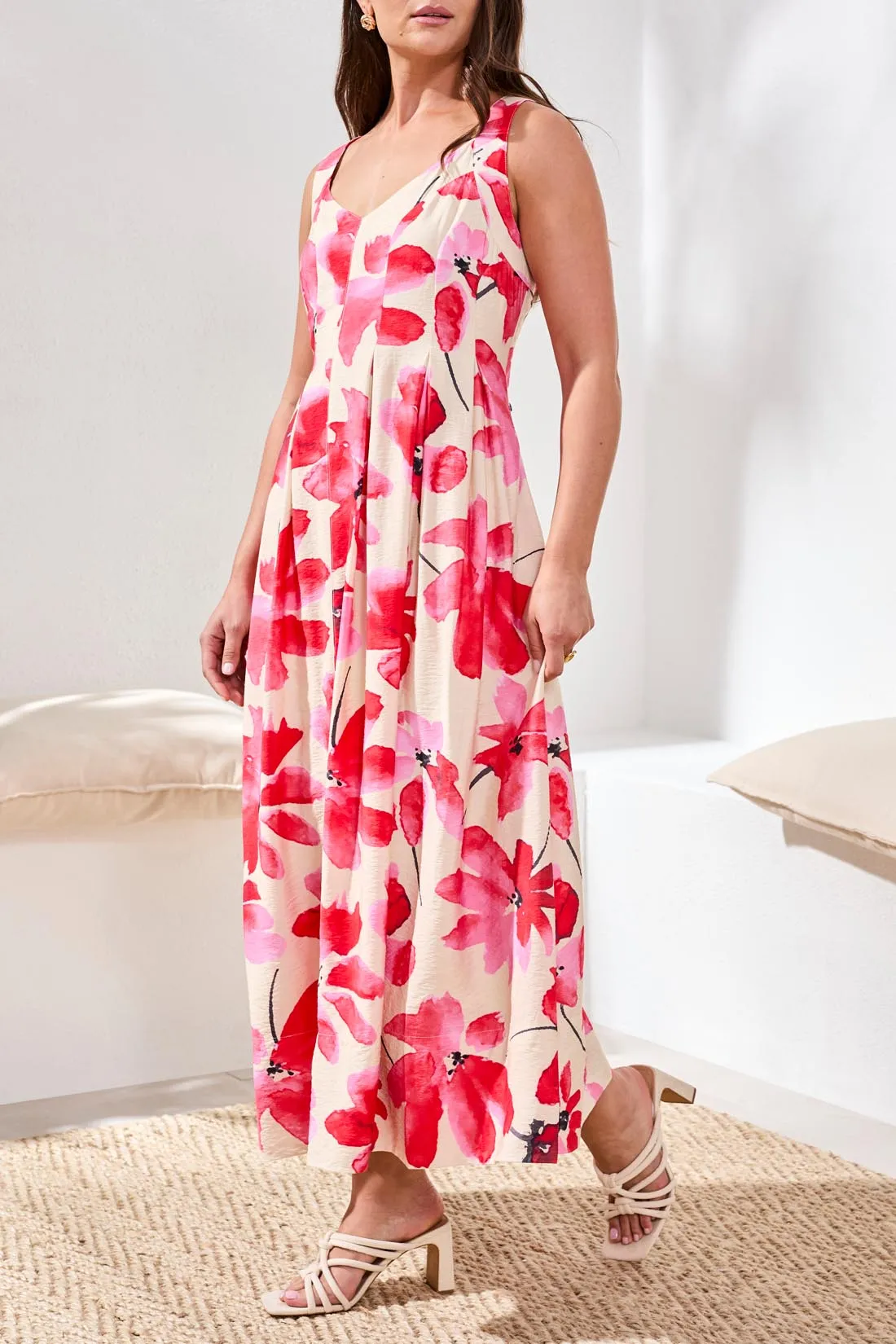 Watercolor Floral Sleeveless Midi Dress sold by Revolution Boutique product image thumbnail 3
