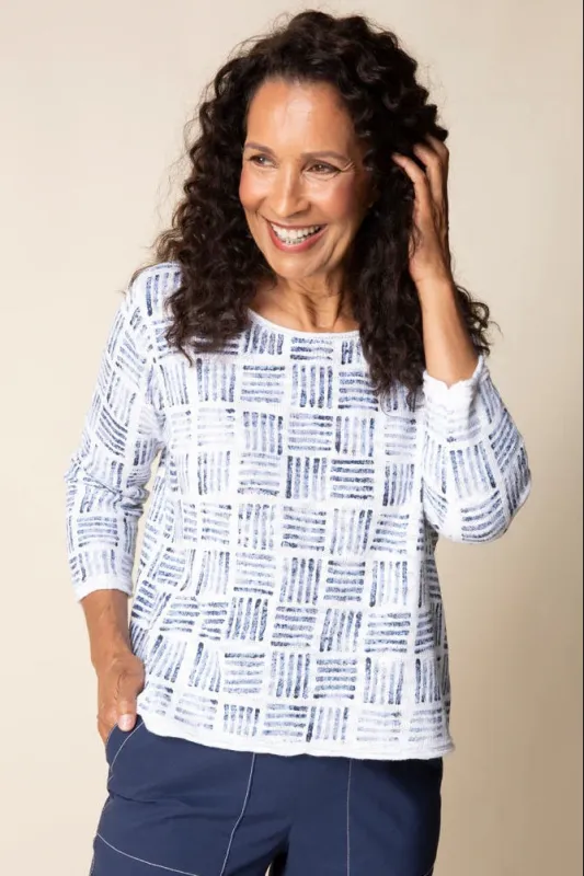 Textured Pattern Cotton Knit Top made by Habitat