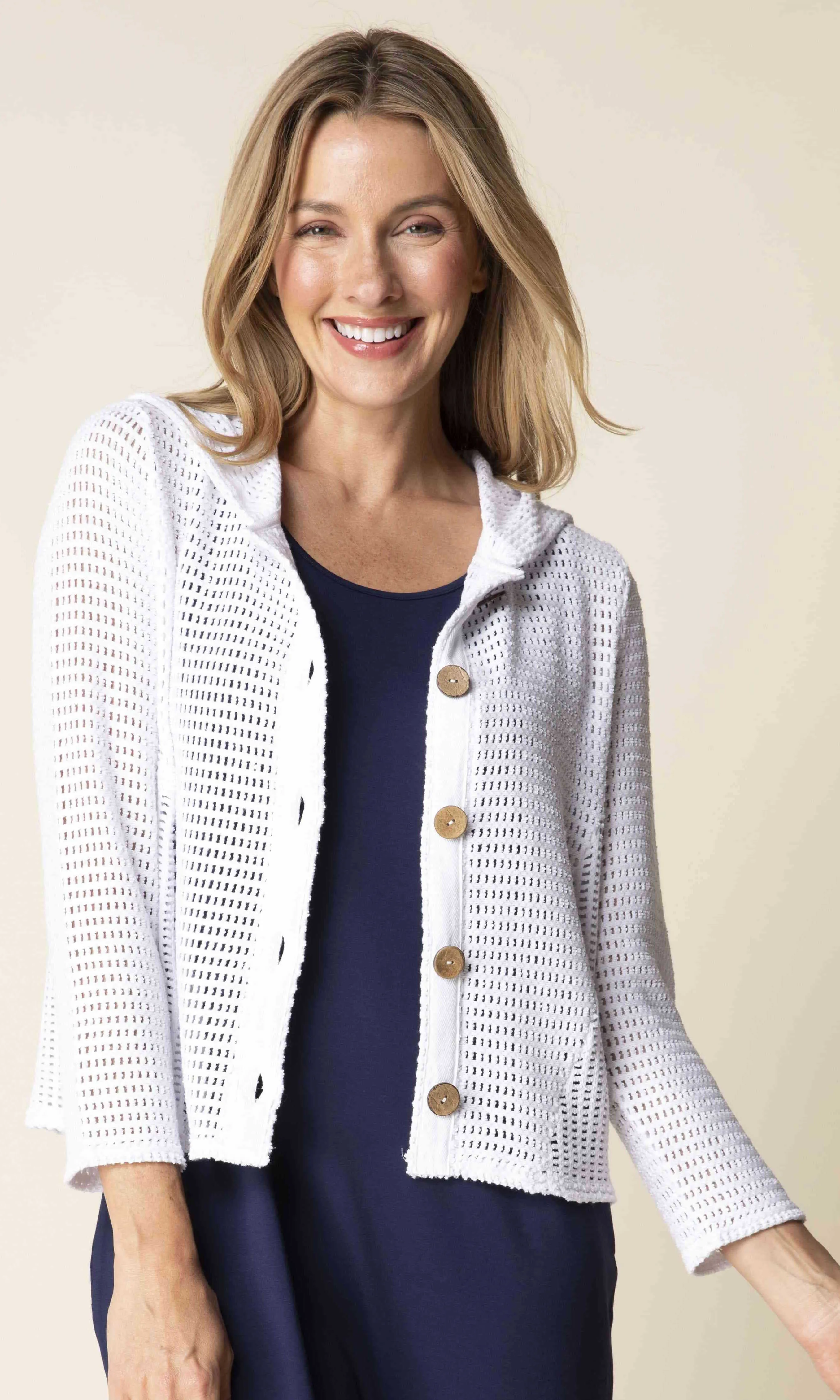 Textured Open Knit Hooded Cardigan sold by Revolution Boutique