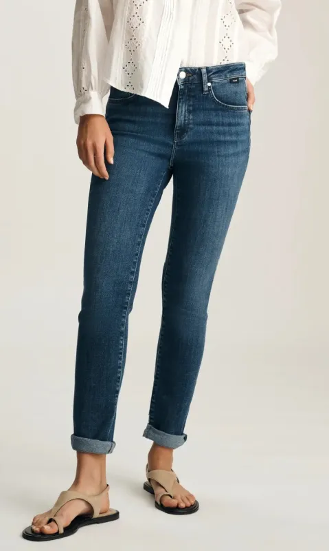 Mid-Rise Slim Stretch Denim Jeans made by Mavi