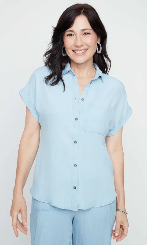 Short Sleeve Button-Front Lyocell Shirt made by Renuar