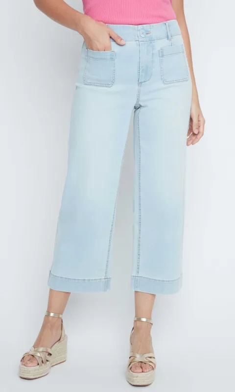 High-Waisted Cropped Wide Leg Denim with Front Pockets made by Renuar