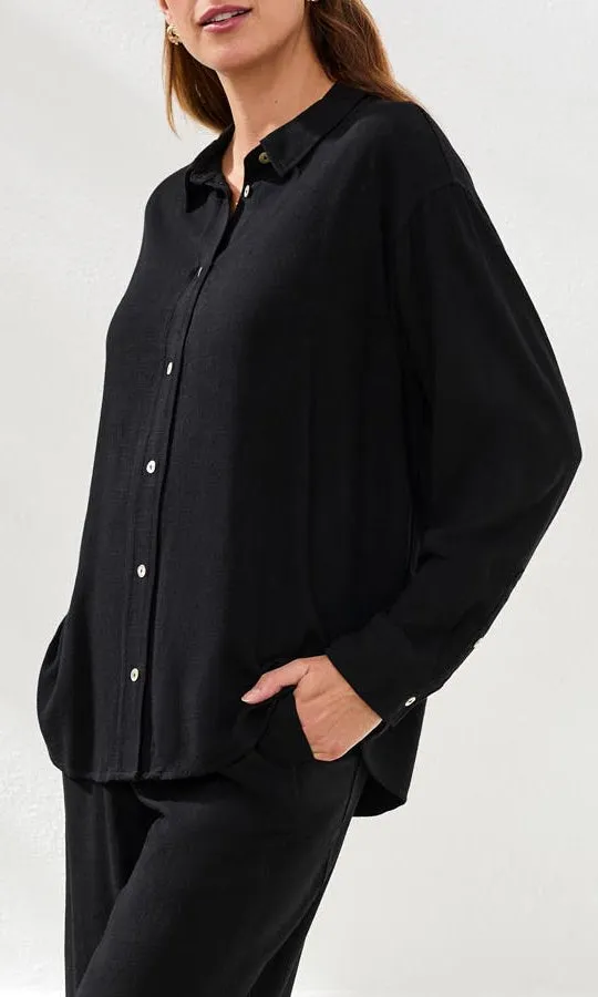 Relaxed Button-Front Long Sleeve Blouse with Soft Drape sold by Revolution Boutique product image thumbnail 3