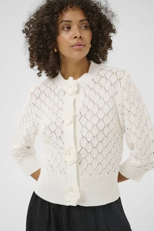 Floral Button Pointelle Knit Cotton Cardigan made by Kaffe