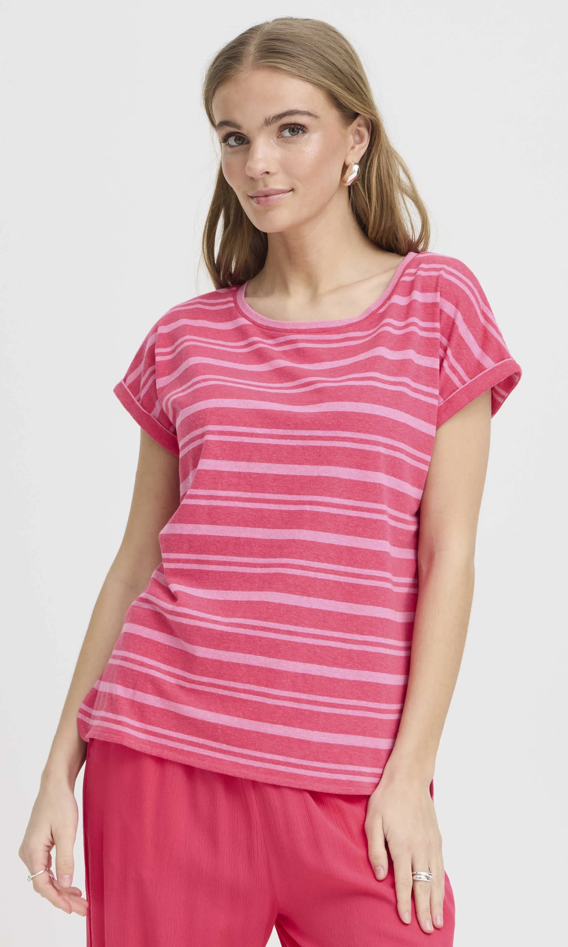 Striped Short Sleeve Relaxed Fit Knit Top sold by Revolution Boutique