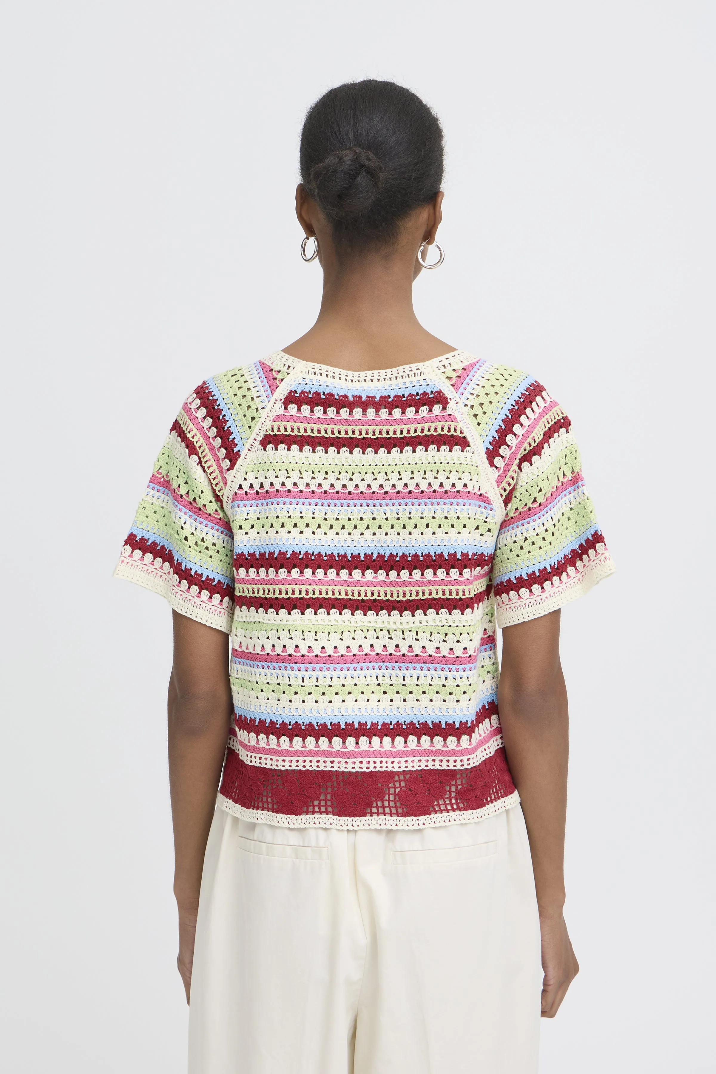 Short Sleeve Crochet Stripe Knit Top sold by Revolution Boutique product image thumbnail 2