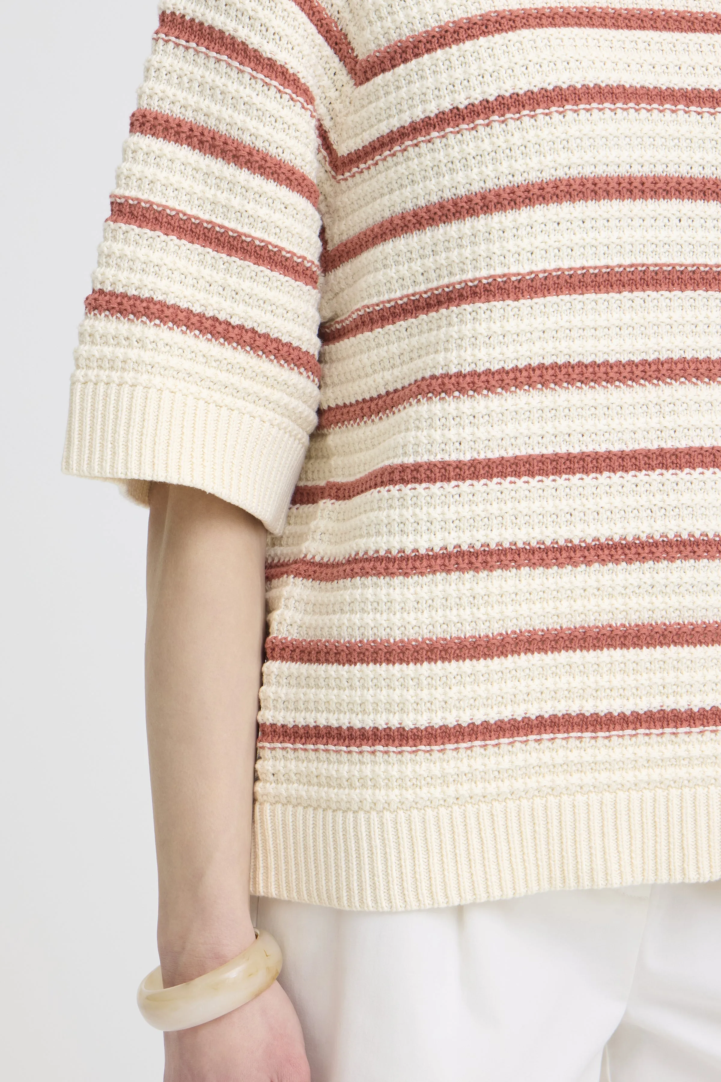 Striped Elbow Sleeve Cotton Knit Sweater sold by Revolution Boutique product image thumbnail 3