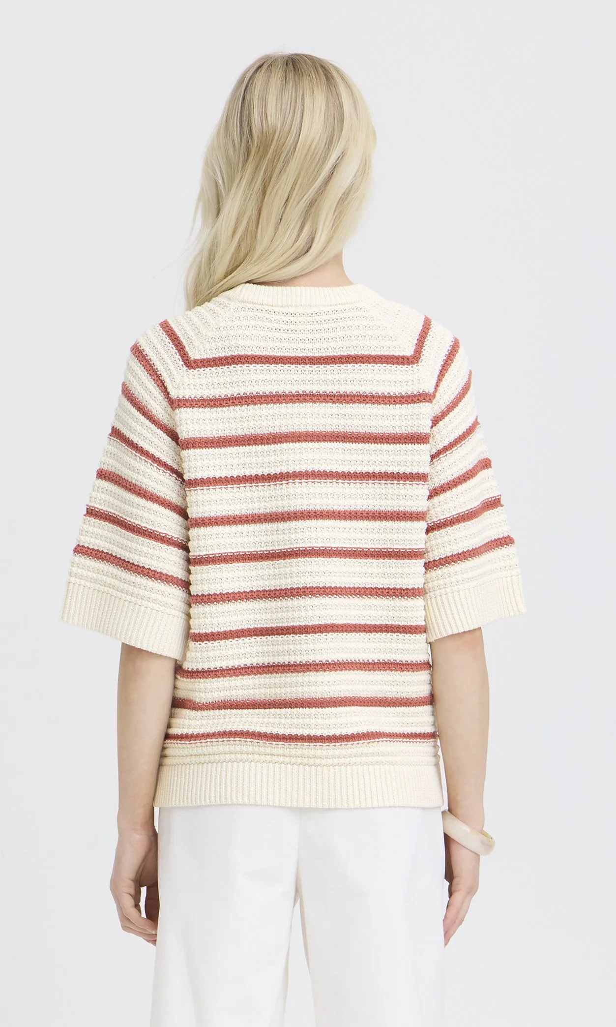 Striped Elbow Sleeve Cotton Knit Sweater sold by Revolution Boutique product image thumbnail 2