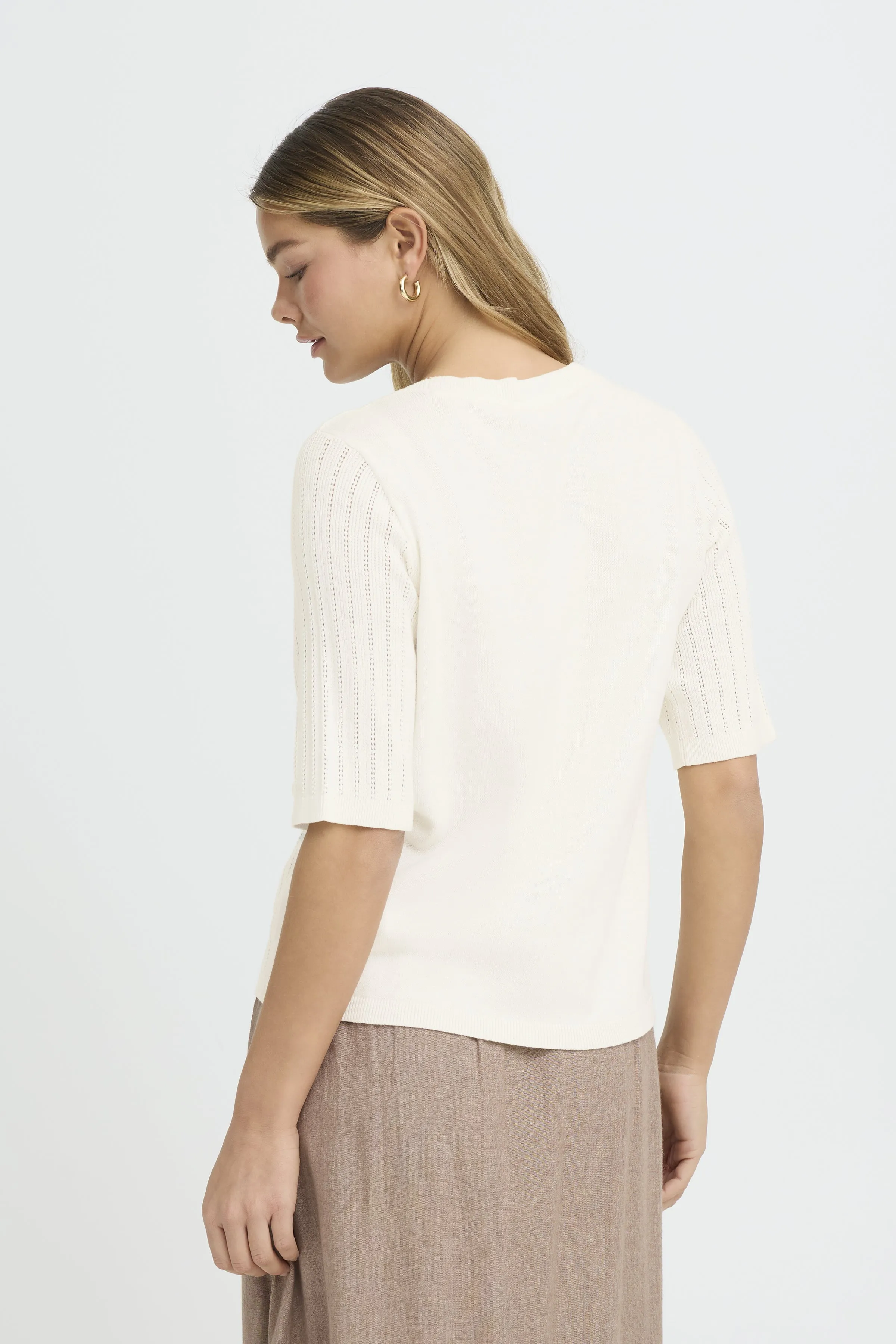 Ribbed Pointelle Cotton Short Sleeve Knit Top sold by Revolution Boutique product image thumbnail 2