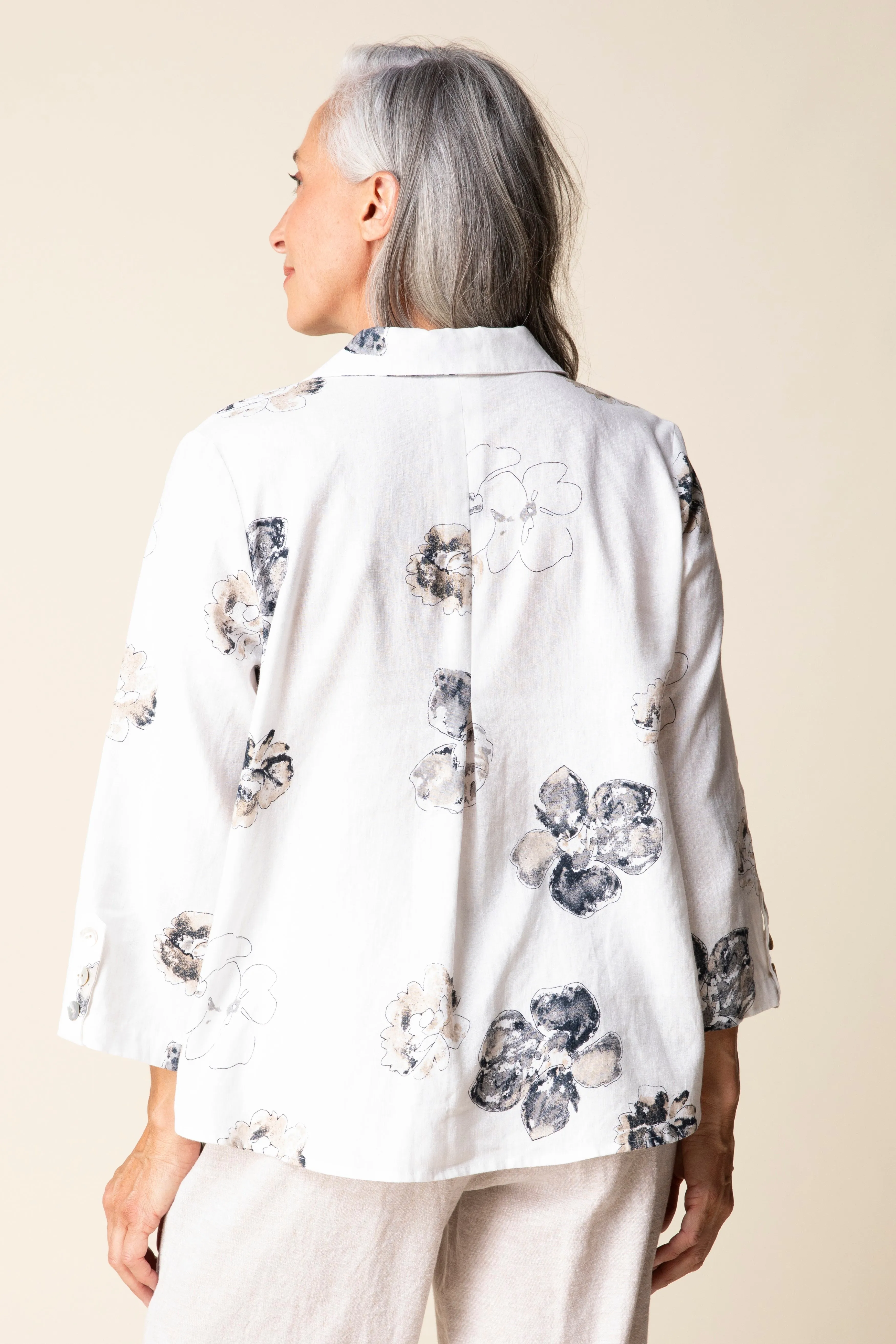 Linen Floral Button-Front Blouse sold by Revolution Boutique product image thumbnail 2